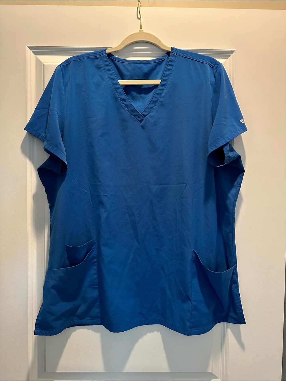 Royal Blue V-Neck Scrub Top with Front Pockets